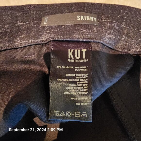 Kut From The Kloth Ellery Slim Straight Printed Pant Skinny 8 Petite Black/Grey - Picture 11 of 13